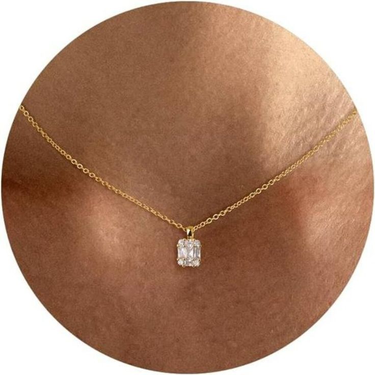 New! Elegant Dainty Gold Necklace Diamond Pendant Chain Choker 14k Gold Plated Cubic Zirconia Simple Gold Necklace For Women. - Length:17"+2"Extension - 14k-Gold-Plated-Brass - Aaaa+ Cubic Zirconia Cz - Hypoallergenic/ Nickel Free - Perfect Gift For Her Thank You! Cute Necklaces Aesthetic, Gold Layered Necklaces, Small Gold Necklace, Necklaces Aesthetic, Simple Gold Necklace, Necklace Gold Jewelry, Necklaces Dainty, Chain With Pendant, Gold Necklace For Women