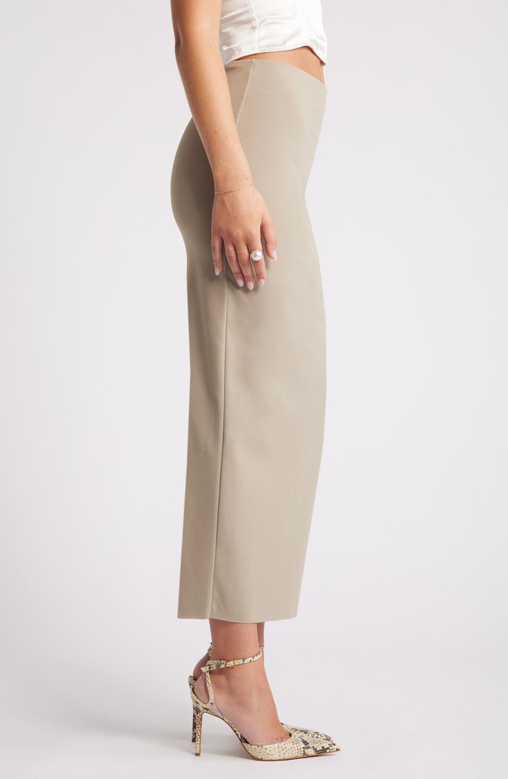 A smooth maxi skirt crafted from the brand's softest fabric contours to your silhouette for a look that easily transitions from the office to evening. 37" length (size Medium) Partially lined Concealed-elastic waist 75% nylon, 25% spandex Machine wash, tumble dry Imported Stretch Maxi Length Bottoms With Side Slits, Stretch Maxi Bottoms With Side Slits, Elegant Beige Smoothing Bottoms, Fitted Maxi Length Bottoms With Side Slits, Versatile Full Length Lined Skirt Bottoms, Elegant Beige Stretch Maxi Skirt, Formal Stretch Midi Bottoms, Formal Stretch Midi Length Bottoms, Beige Maxi Length Lined Skirt Bottoms