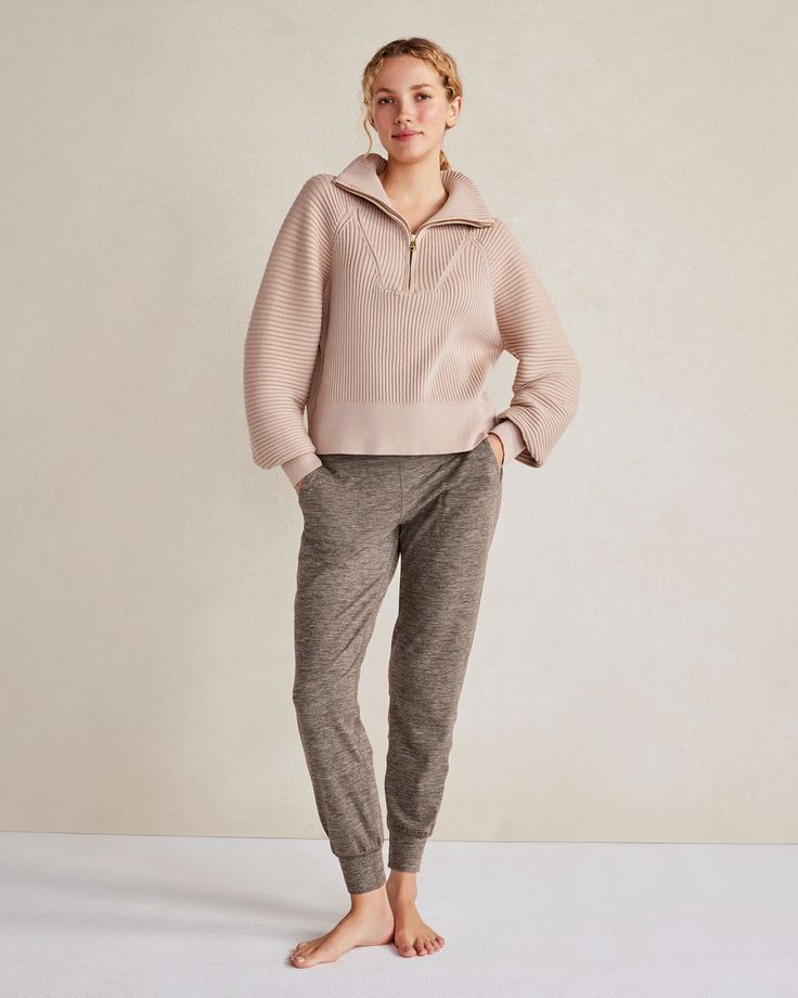 This effortless sweater features a classic half-zip neck and luxe ribbing. With its balloon sleeves and contrasting ribbing on the cuffs, it is a timeless, go-anywhere classic. Please note: Varley runs a size smaller than Haven Well Within. Size up for a more comfortable fit. Material: 44% Viscose, 28% Nylon, 28% PolyesterCare: Machine wash cold with like colors, using delicate cycle. Do not use fabric softener or bleach. Hang dry or lay flat to dry. Do not tumble dry. Imported | Varley Half-Zip Half-zip Sweater With Ribbed Cuffs For Loungewear, Half Zip Sweaters, Zip Sweater, Fabric Softener, Balloon Sleeves, Half Zip, Daily Dose, Lay Flat, Cement