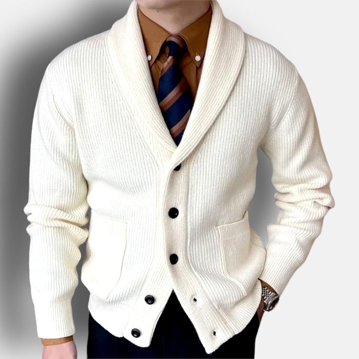 Fall season casual cardigan is a stylish and trendy Cardigan. Made with acrylic, this cardigan is lightweight and warm, perfect for those chilly autumn nights. We've included multiple sizes so it's guaranteed to fit perfectly. Classic Long Sleeve Winter Cardigan, Classic Long Sleeve Cardigan For Winter, Elegant Business Casual Cardigan For Winter, Fall Business Casual Beige Cardigan, Beige Cardigan For Business Casual In Fall, Classic Winter Sweater Coat With Shawl Collar, Classic Cardigan For Cold Fall Weather, Classic Cardigan For Cold Weather In Fall, Classic Knit Outerwear With Shawl Collar