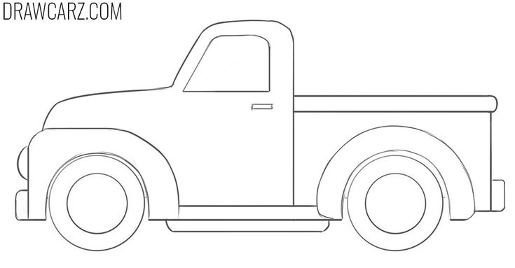 a drawing of a truck that is in the process of being drawn by drawcarz com