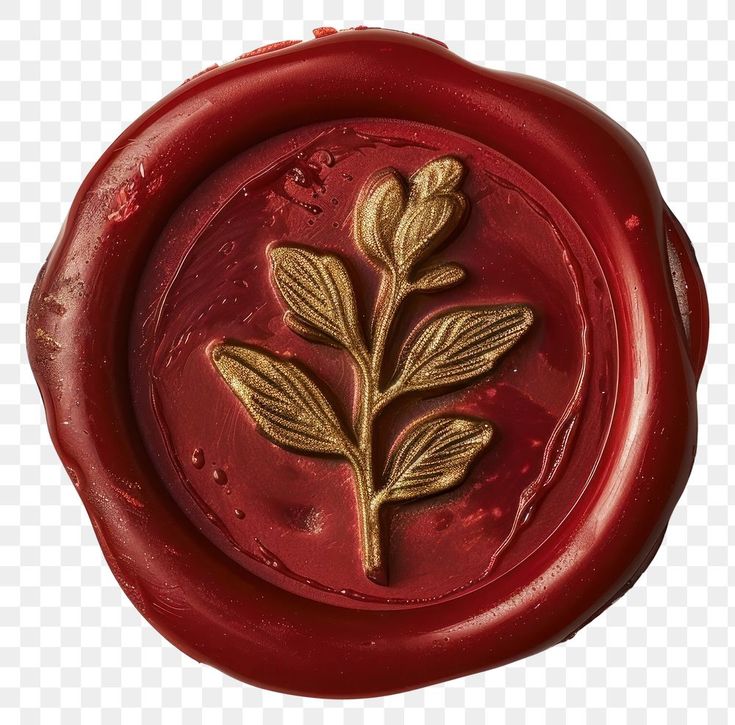 a wax stamp with leaves on it