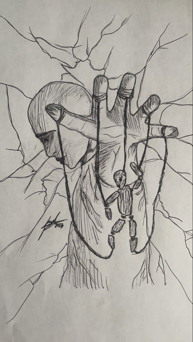 a drawing of a hand holding something in it's left arm and two fingers on the other side