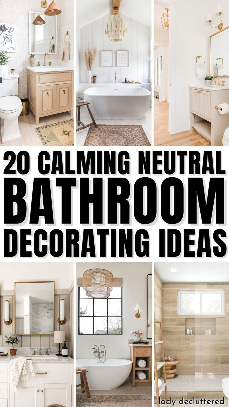 20 Calming Neutral Bathroom Decorating Ideas Boho Homes, Coastal Bathroom Decor, Neutral Bathroom Decor, Lady Decluttered, Guest Bathroom Remodel, Desert Boho, Coastal Bathroom, Bathroom Decorating Ideas, Neutral Bathroom