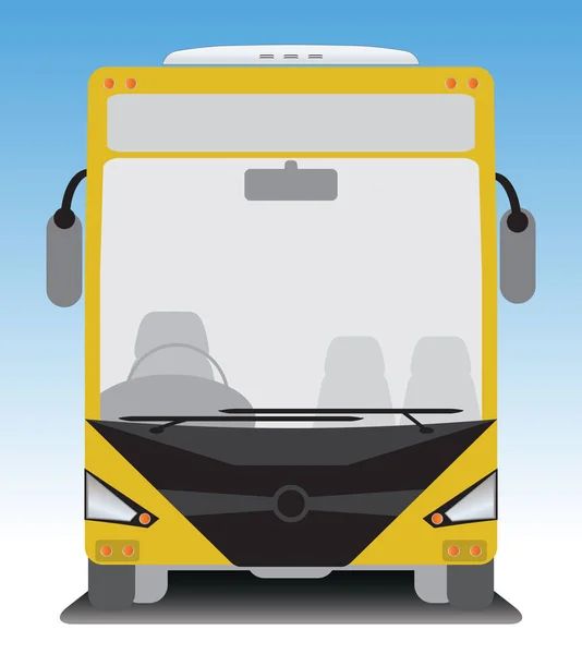 the front view of a yellow bus on a white background