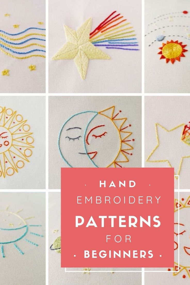 hand embroidery patterns for beginners with the words hand embroidery patterns for beginners on them