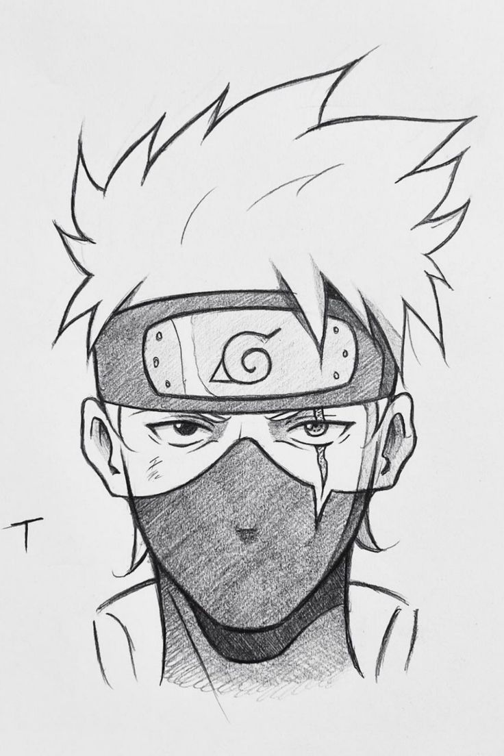 a drawing of naruto with his eyes closed