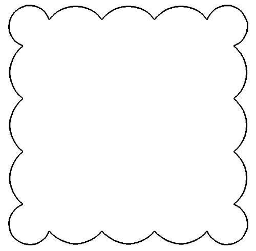 a square shaped paper with scalloped edges on the top and bottom, in white