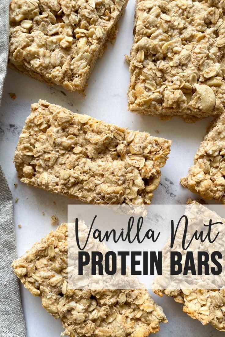 vanilla nut protein bars with text overlay