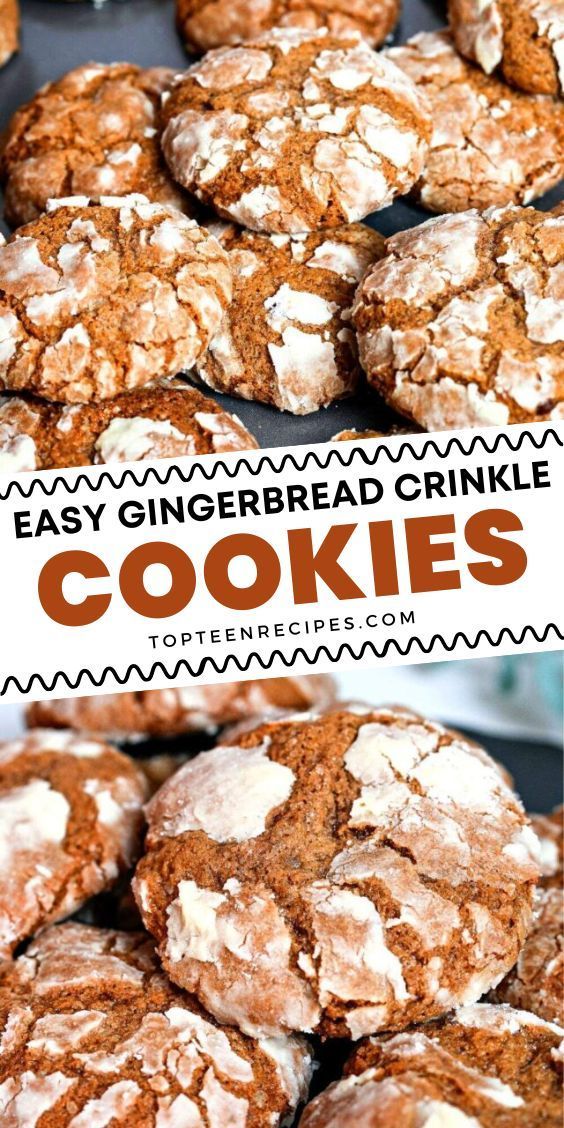 easy gingerbread crinkle cookies with white sugar on top