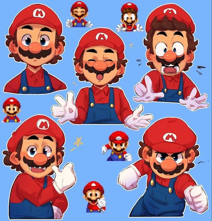 the mario bros character is making funny faces