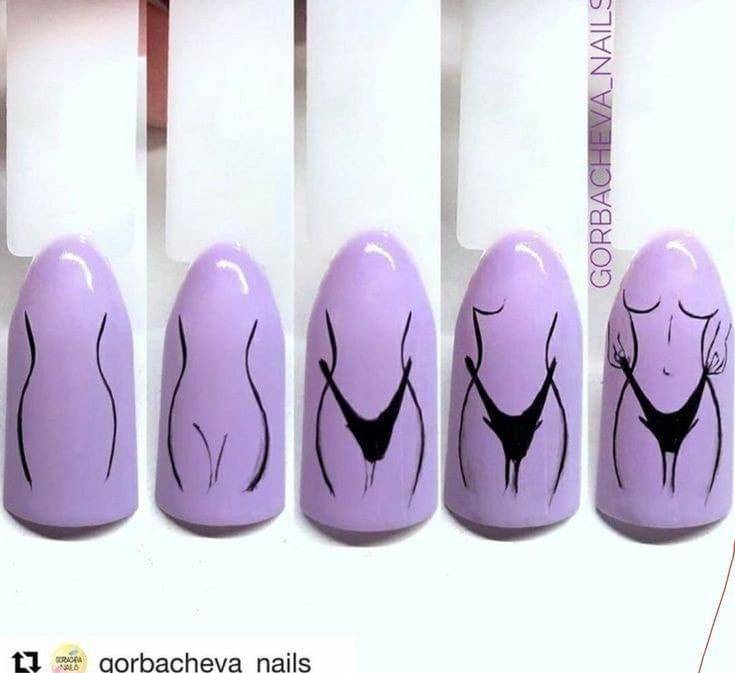 Silhouette Nails, Cartoon Nail Designs, Magic Runes, Kutek Disney, Art Deco Nails, Rose Nail Art, Gel Nail Art Designs, Nail Drawing, Diy Acrylic Nails