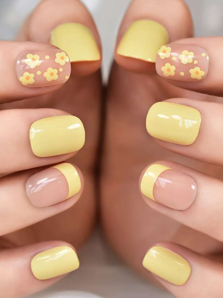 Yellow Nail, Cute Simple Nails, Smink Inspiration, Daisy Nails, Simple Gel Nails, Summery Nails, Cute Nail Ideas, Purple Nail, Colorful Nails