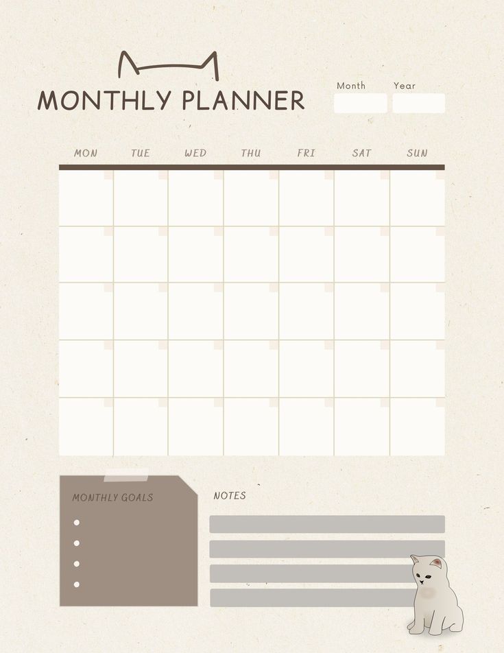 a calendar with an image of a polar bear and the words month planner on it