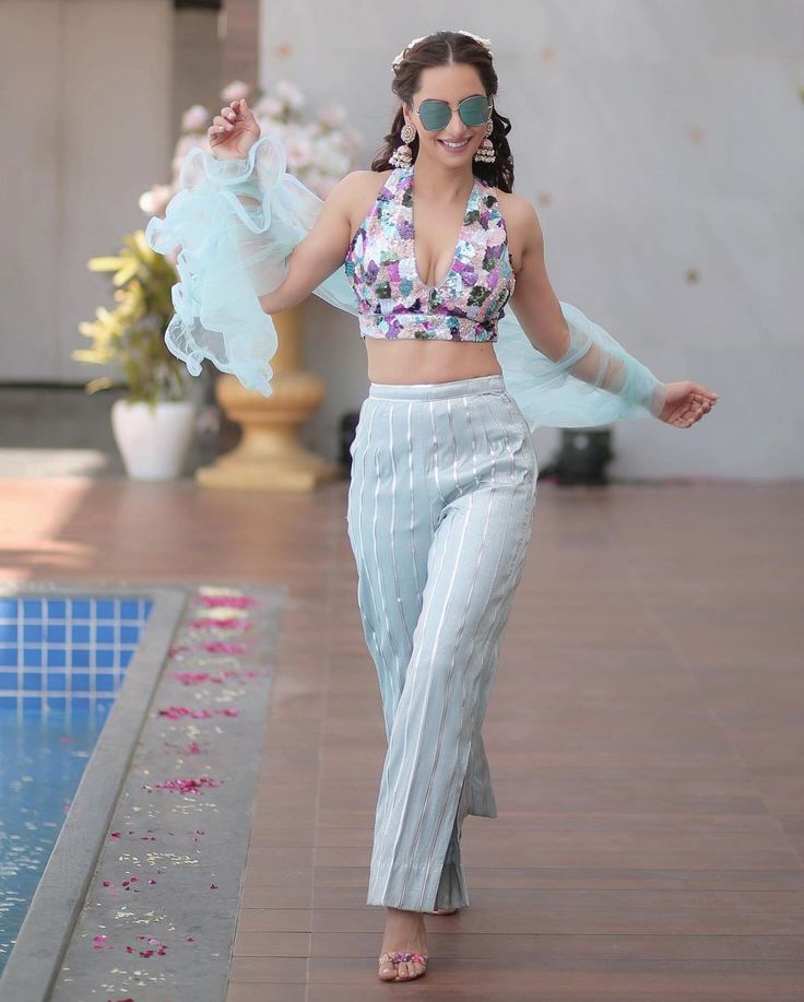 Trending Blouse, Pool Party Fashion, Pool Party Outfit, Bridesmaids Outfits, Pool Party Dresses, Wedding Pool Party, Short Satin Dress, Anniversary Dress, Lehenga Saree Design