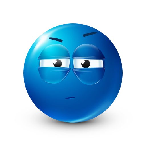 a blue ball with two eyes and one eye closed