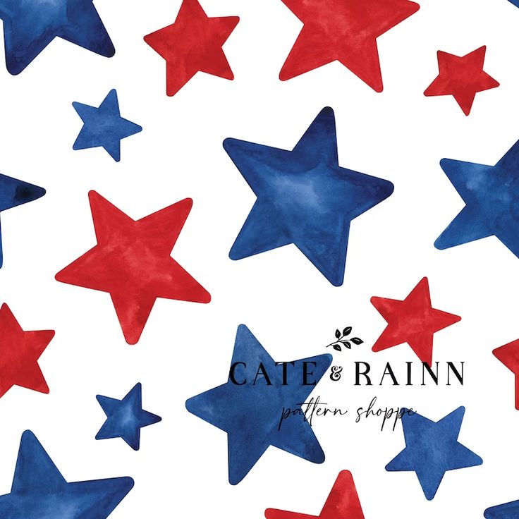 red, white and blue stars on a white background with the caption cat & rain