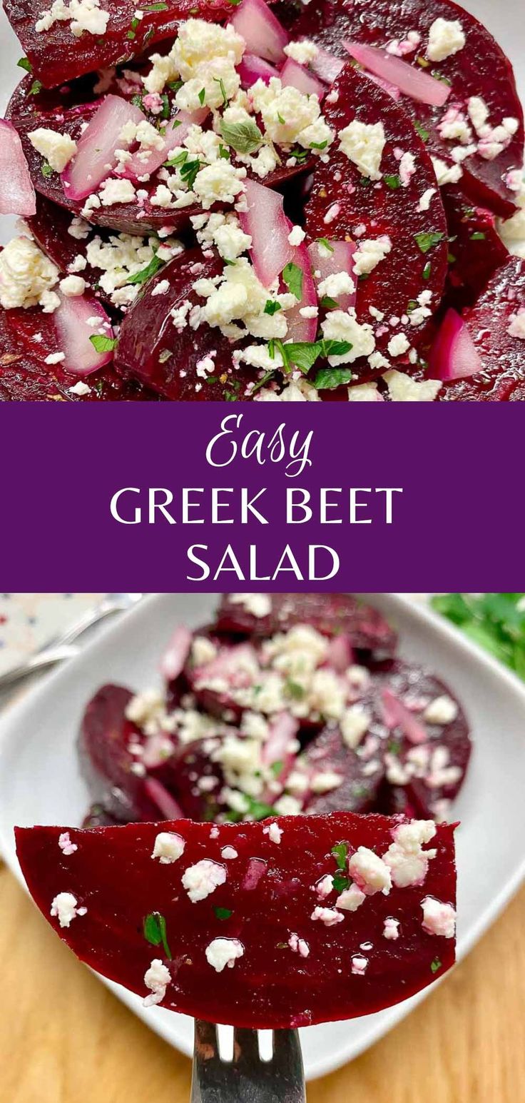 beet salad with feta cheese and parsley on top