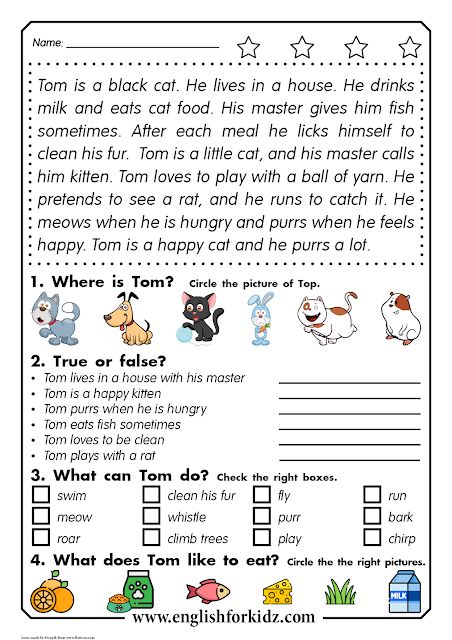 a printable worksheet for children to practice their reading skills