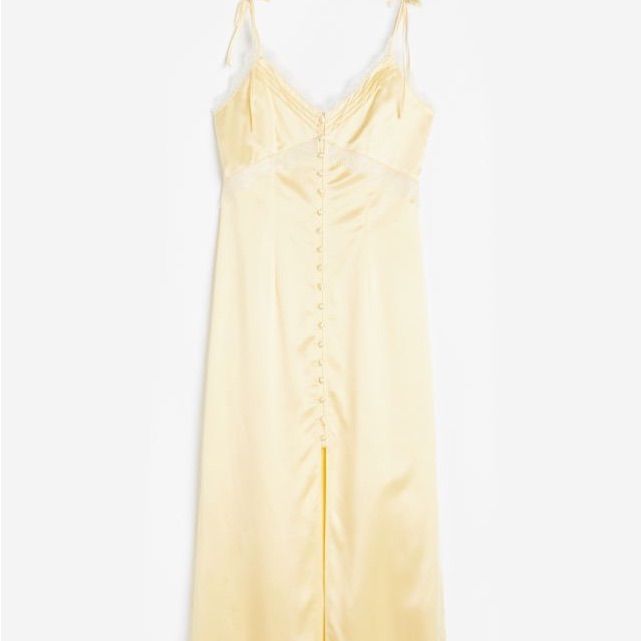 H&M Lace Trimmed Satin Slip Dress, Never Worn Nwt Summer Satin Midi Dress With Lace Trim, H&m Midi Dress For Spring Night Out, H&m Sleeveless Midi Dress For Daywear, H&m Spring Dresses With Lace Trim, H&m Summer Midi Dress For Night Out, Pleated Neckline, Dress H&m, M Beauty, Satin Slip