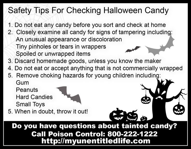 a sign that says safety tips for checking halloween candy