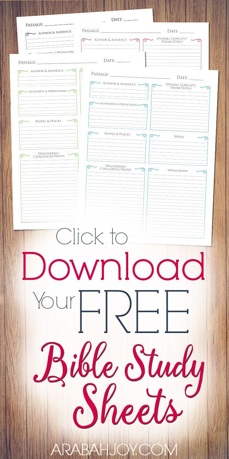 the free bible study sheets with text that reads, click to download your free bible study sheets