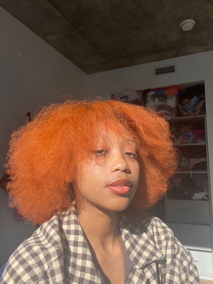 Ginger Afro, Afro Hair Dye, Hair Color Orange, Ombre Highlights, Ginger Hair Color, Dyed Hair Inspiration, 4c Natural Hair, 4c Hairstyles, Color Inspo