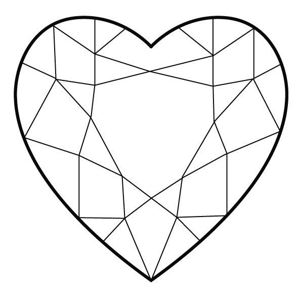 a heart shaped diamond cut out into the shape of a piece of paper with lines on it