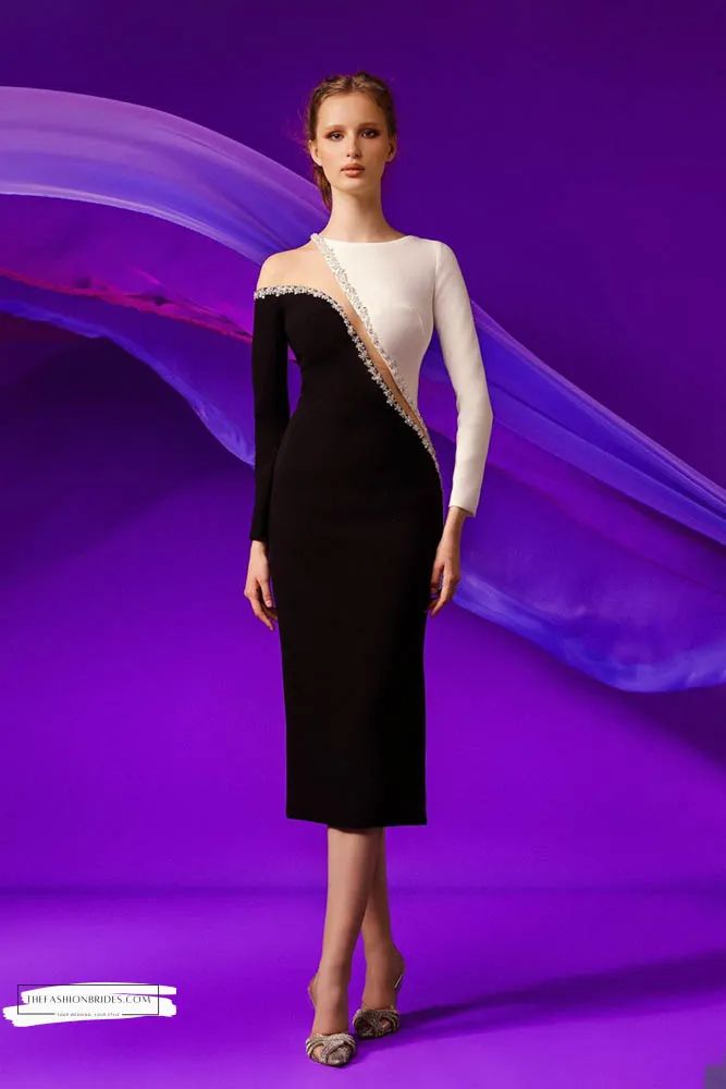 August 14, 2023 – The FashionBrides Classy Wardrobe, Wedding Dress Bustle, Crepe Midi Dress, Dinner Dress Classy, Stylish Work Attire, Swarovski Stones, Dinner Dress, Fashion Design Clothes, Long Sleeve Midi