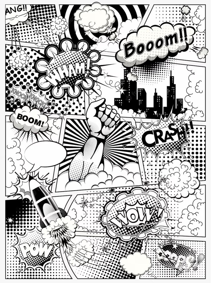 a black and white comic book cover with the words boom on it