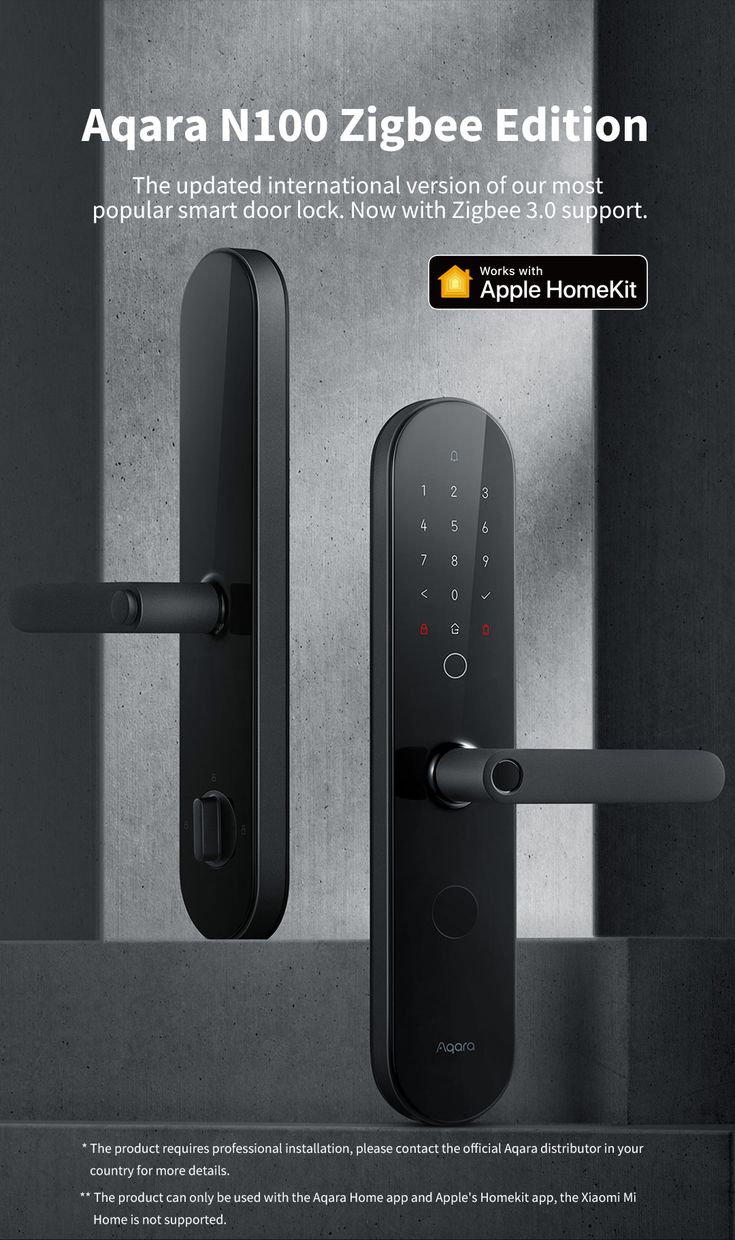 an advertisement for the new smart door lock from apple homekite, featuring two electronic locks