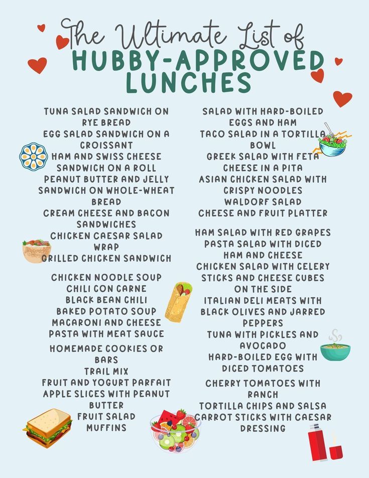 the ultimate list of hubby approved lunches