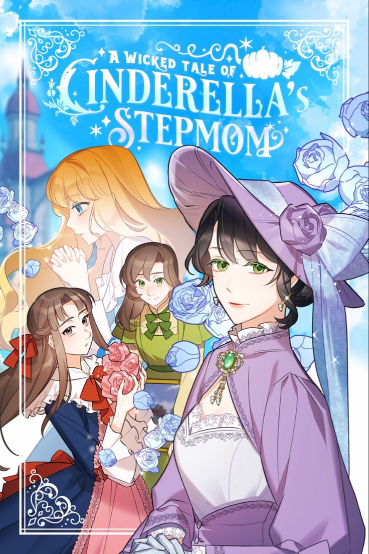 the cover to cinderella's stepmom, featuring three girls in dresses and hats