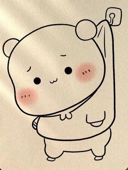 a drawing of a bear holding onto a pole