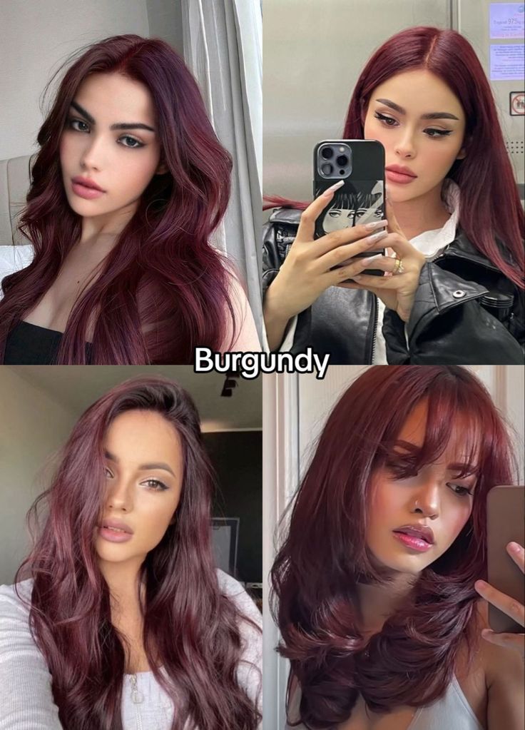 Hair Colour Winter 2024, Hair Colour For Deep Winter, Deep Red Hair Colour, Winter Palette Hair Color, Deep Winter Red Hair, Hair Color Winter 2024, Cool Winter Hair Color Palette, Marron Hair Color, Hair Color For Deep Winter