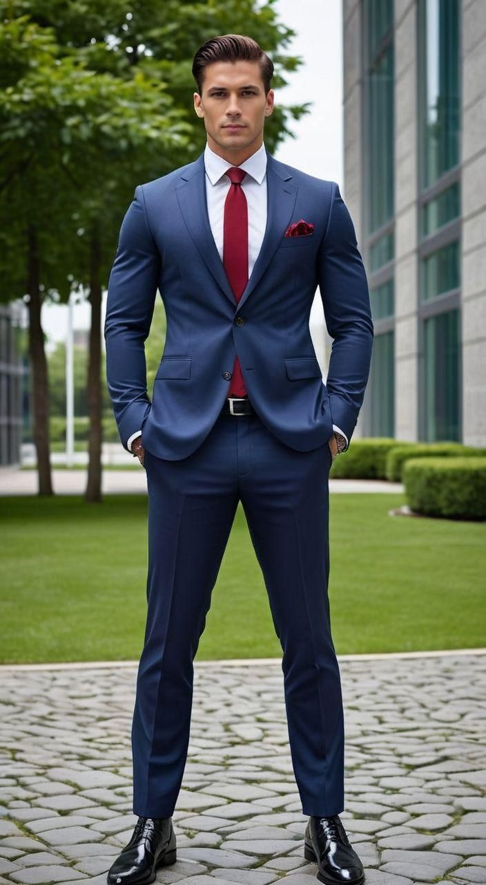 #Spellai Suit And Tie Men Wedding, Tie With Blue Suit Men, Formal Wedding Outfit Men, Graduation Dress Men, Male Dress Outfits, Blue Suit Men Outfit, Blue Suit Ideas For Men, Formal Wear Men Outfits, Formal Suits Men Wedding