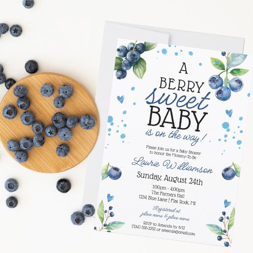 a blueberry baby shower is on the way