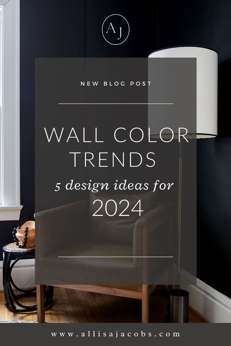 a living room with black walls and white trim, the text reads wall color trend 5 design ideas for 2012