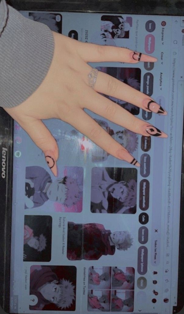 Jujutsu Kaisen Nails, Sukuna Nails, Nails Fire, Sukuna Jujutsu, Anime Nails, Edgy Nails, Grunge Nails, Get Out Of Bed, Kawaii Nails