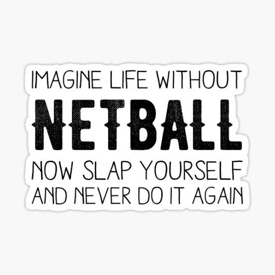 a black and white sticker with the words, imagine life without netball now slap yourself and never do it again