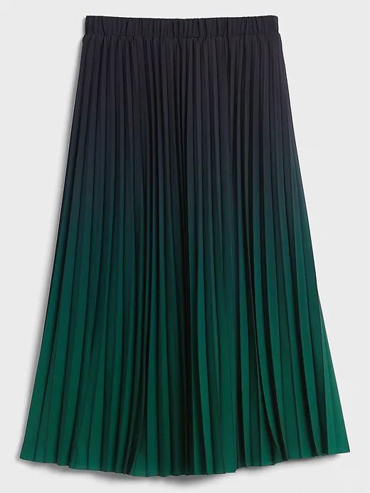 Ombre Pleated Midi Skirt | Banana Republic Factory Flowy Tiered Skirt With Accordion Pleats, Pleated Green Full Skirt, Casual Green Pleated Full Skirt, Green Accordion Pleats Skirt For Spring, Green Pleated Skirt With Accordion Pleats For Summer, Green Accordion Pleats Skirt For Summer, Green Flowy Tiered Pleated Skirt, Chic Green Flowy Pleated Skirt, Chic Green Pleated Skirt