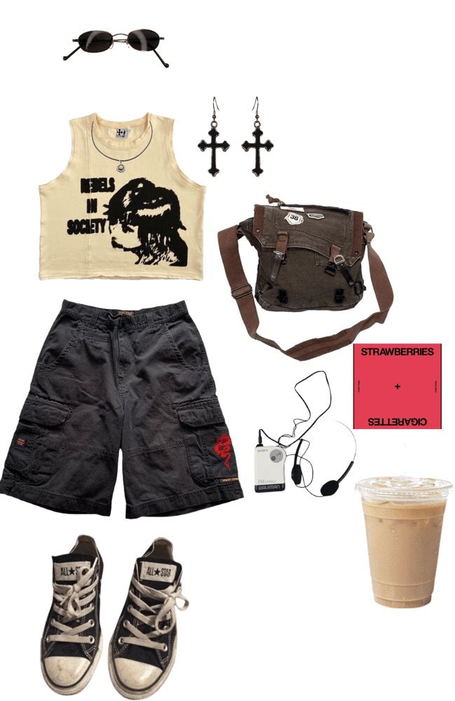 Grunge Cargo Shorts Outfit, Outfit Ideas Moodboard, Loser Core Outfits, Ropa Grunge Aesthetic, Soft Grunge Fashion, Clothes Moodboard, Outfit Ideas Male, Baggy Outfits, Silly Clothes