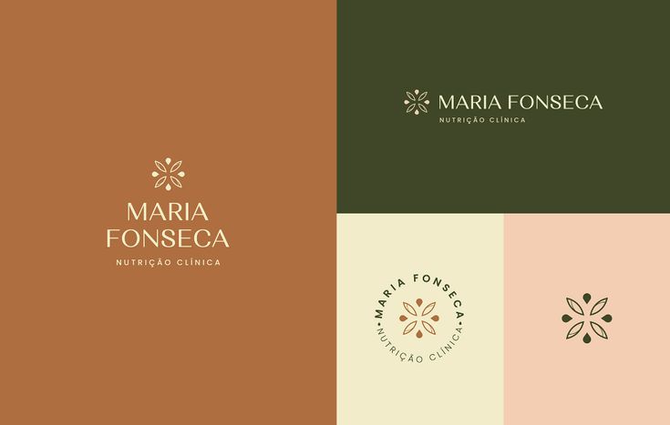 the logo for marina fonsecaa is shown in three different colors and shapes