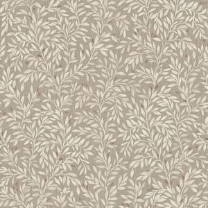 a beige and white wallpaper with leaves on it