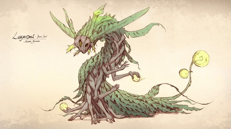 a drawing of a green dragon sitting on top of a tree