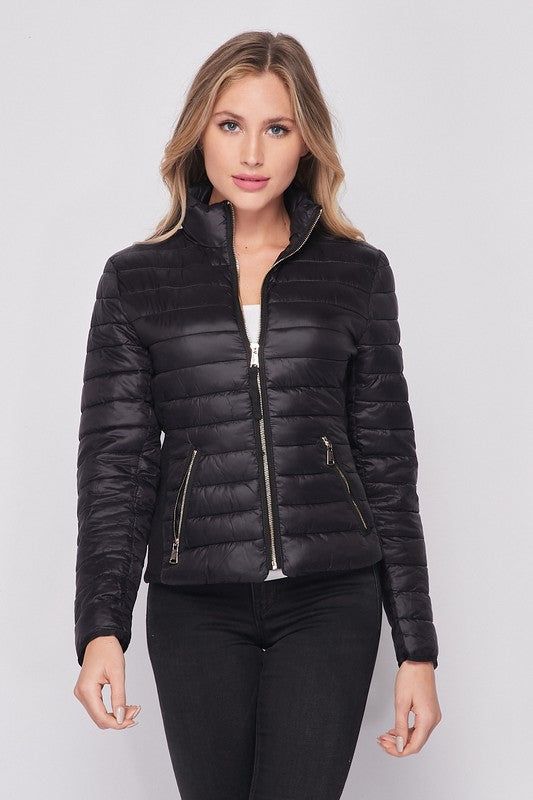 Our Cozy Black Puffer Jacket will keep you warm and stylish. This lightweight jacket features a zip up front, zip side pockets, and stretch material on the sides for added flexibility. Model is wearing a size Small. Blue Clay, Black Puffer Jacket, Love Jeans, Black Puffer, Best Jeans, Jacket Sale, Lightweight Jacket, Puffer Jacket, Parka