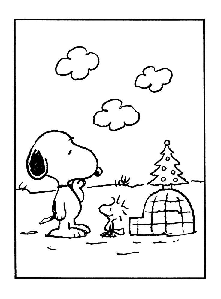 snoop and his christmas tree in the snow coloring pages for kids to print out on