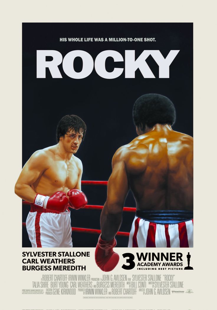 rocky movie poster with two boxers facing each other