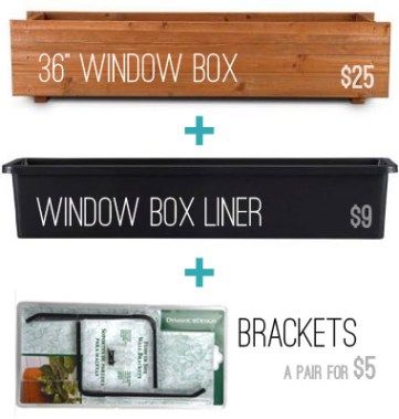 three different types of window boxes and brackets for $ 35 or $ 25 each with free shipping