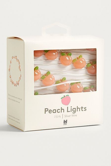 peach lights in a box on a white background